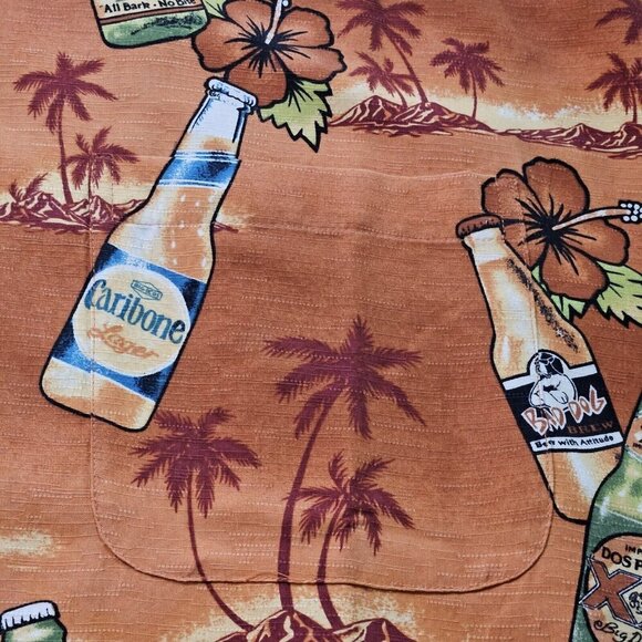 Big Dogs Shirt Men L Orange Hawaiian SS It's Five O'Clock Somewhere! Print Beach - Picture 8 of 12